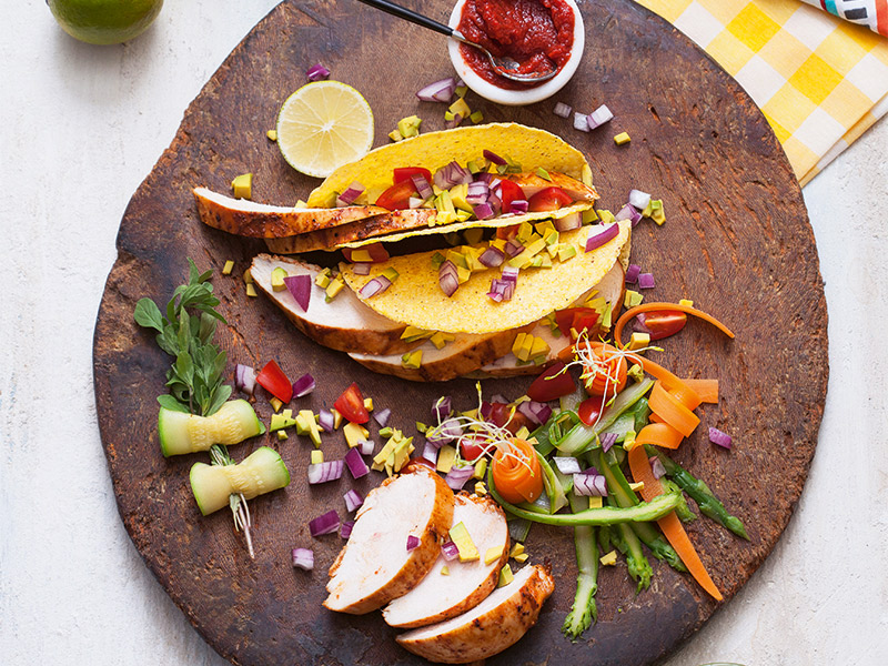 soyalı tavuklu taco