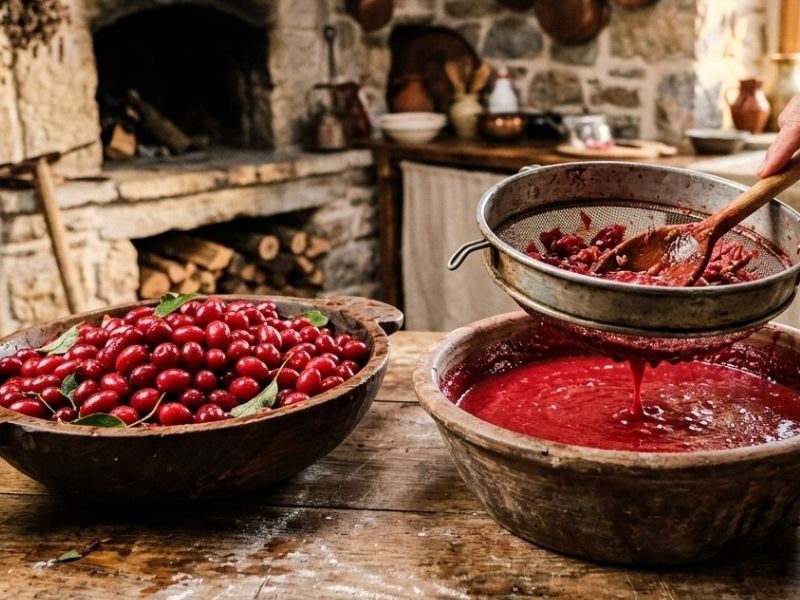 Taze Kızılcık Meyvelerinin Püre Haline Getirilmesi