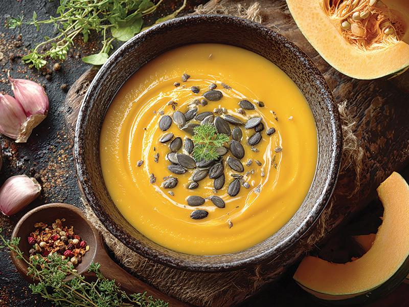 Zencefilli Kremalı Bal Kabağı Çorbası