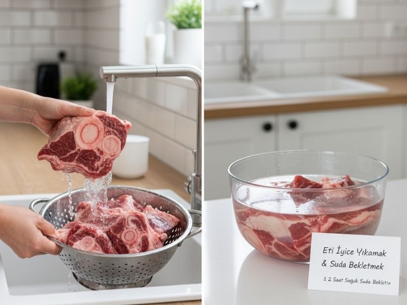 Eti İyice Yıkamak ve Suda Bekletmek