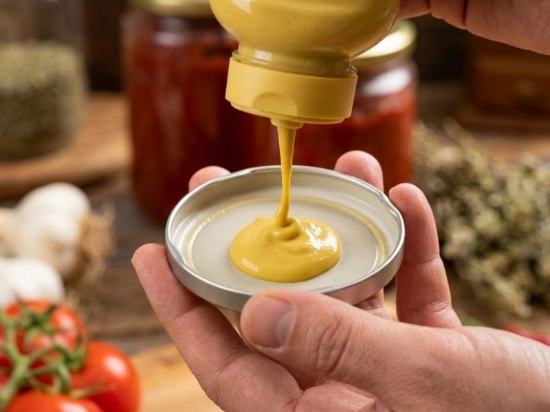 salça kavanozu kapağına hardal 