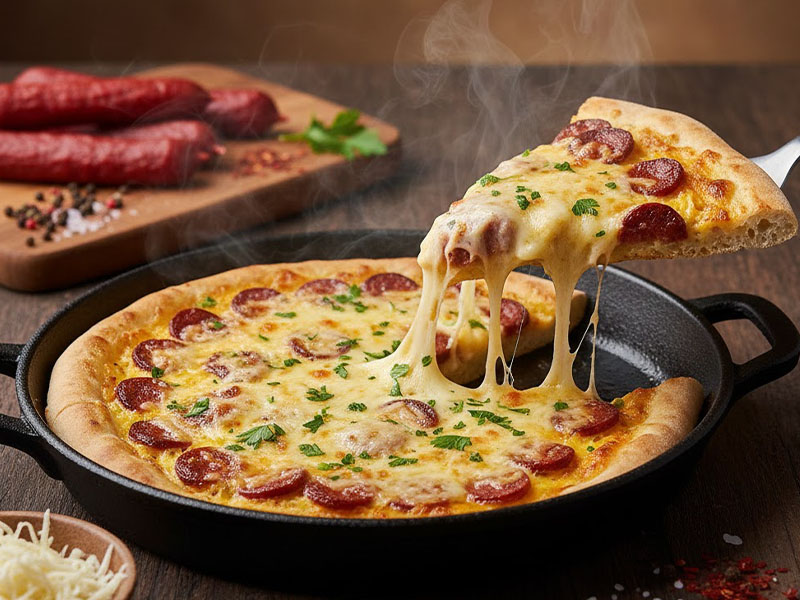 Sucuklu Kaşarlı Tava Pide