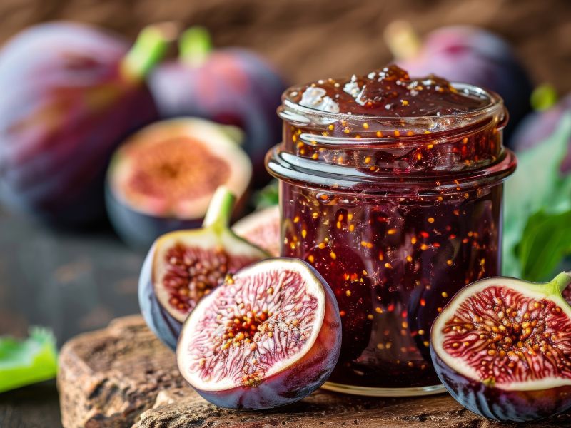 Yeni yapılmış incir reçeli için