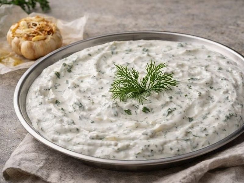 Fırınlanmış Sarımsaklı Yoğurt Sos Tarifi