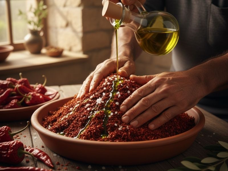 Zeytinyağı ile Harmanlanan "İsot" ve Baharat Kültürü