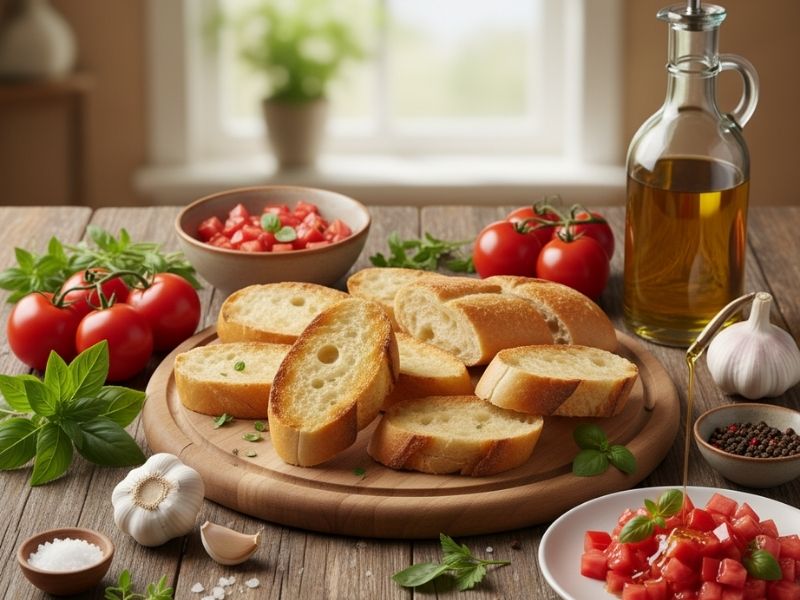 Bruschetta malzemeleri
