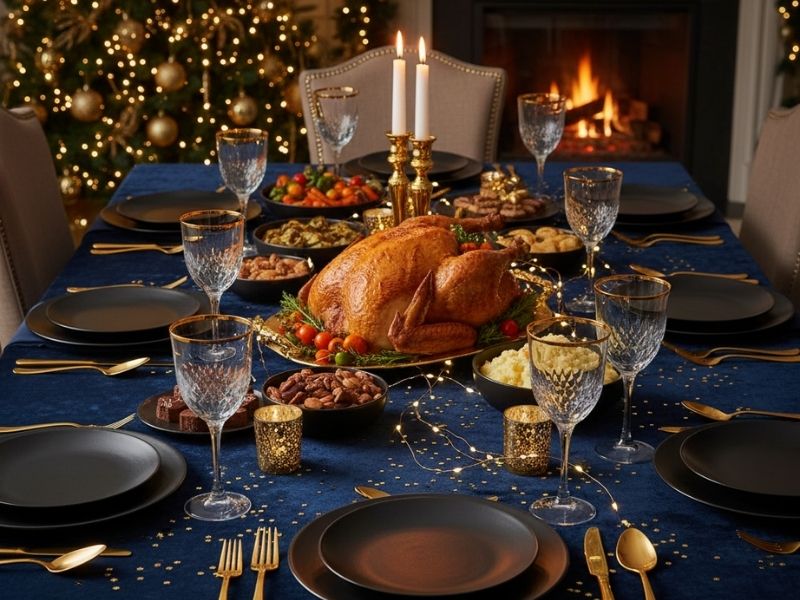 Yıldızlı Gece (Gece Mavisi ve Gold)