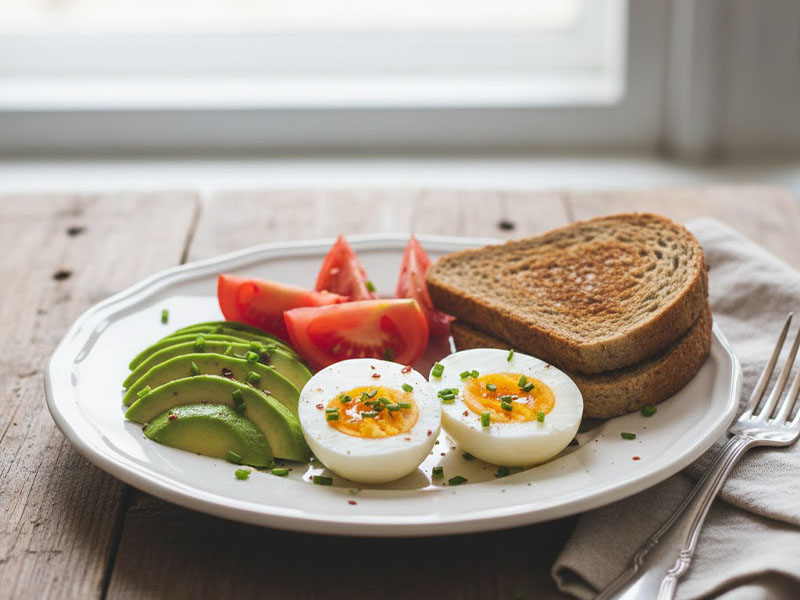 Haşlanmış Yumurta ve Avokado Tabağı