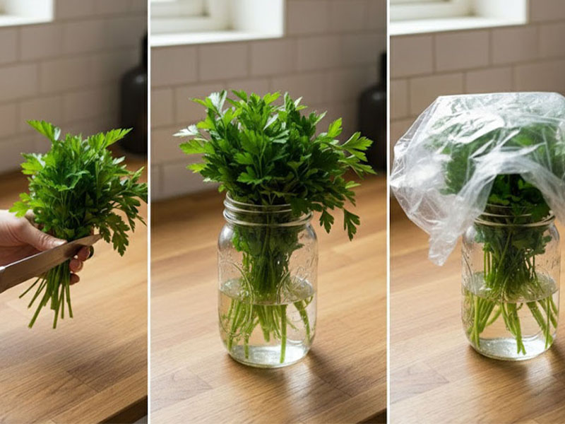 Kavanozun Hazırlanması ve Maydanozların Yerleştirilmesi