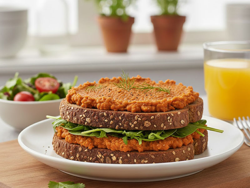 Mercimek Ezmesi ve Yeşillikli Tost