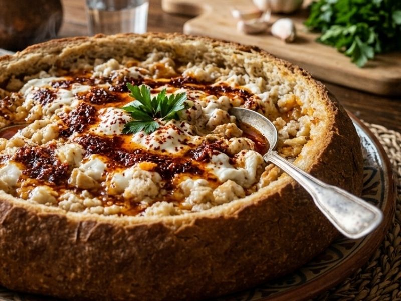 Ekmek İçinin Hazırlanması Ve Sarımsaklı Yoğurtla Buluşma Anı 