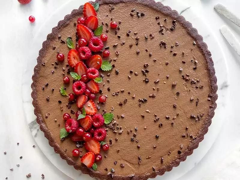 çiğ vegan kakaolu tart