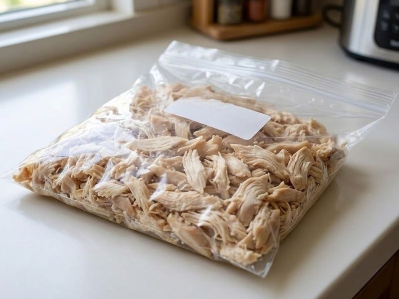 Pişmiş tavuk buzluk hazırlığı