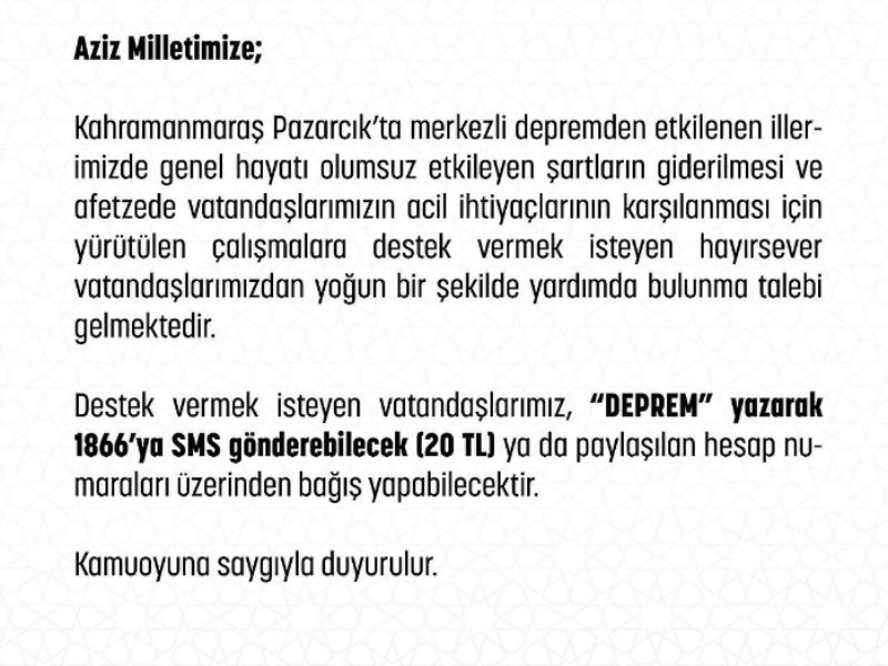 afad sms bağışı