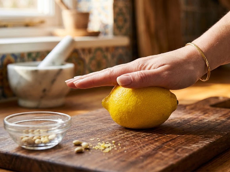 Limonu Tezgâhta Bastırarak Yuvarlayın