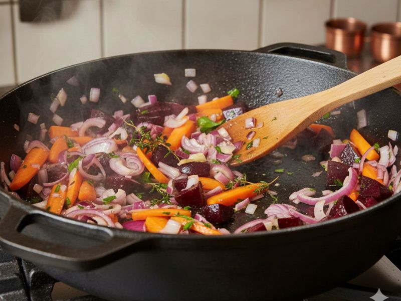 Sebzeler tereyağında kavrulmalı