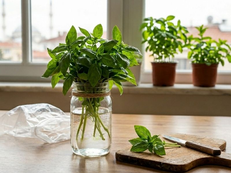 Buket Yöntemiyle Su Dolu Bir Kavanoza Yerleştirin 