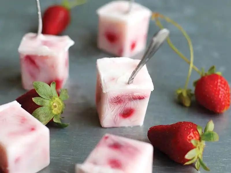 dondurulmuş çilekli yoğurt