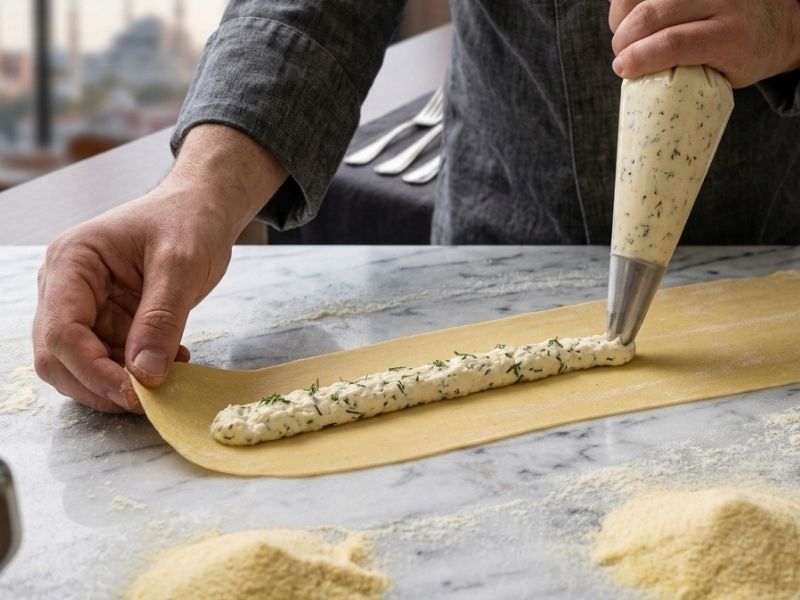 Ricotta Dolgusunun Sıkılması Ve Gül Şeklinin Verilmesi