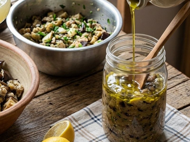 Limon ve Zeytinyağı İle Harmanlayıp Kavanozlara Doldurma