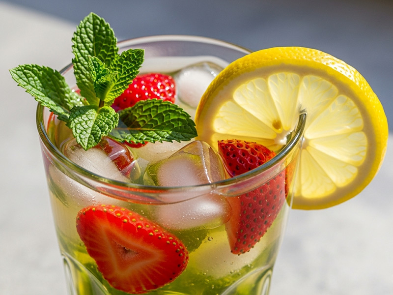 Çilekli Soğuk Yeşil Çay