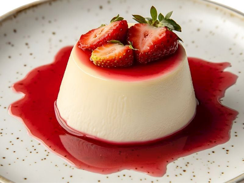 Çilek Soslu Panna Cotta