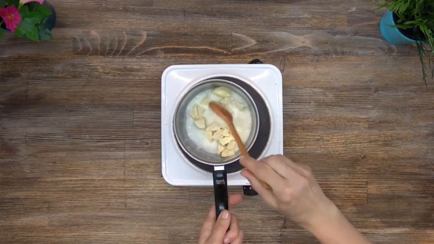 benmari usulü eritilen beyaz çikolata