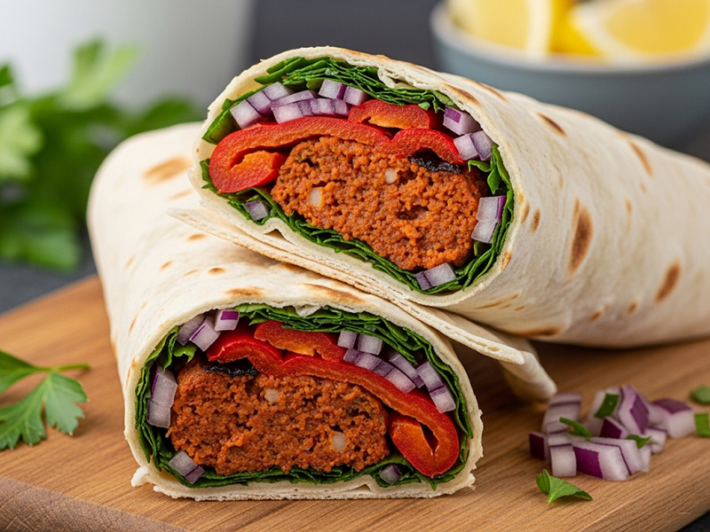 Çiğ Köfteli Közlenmiş Biber Dürüm