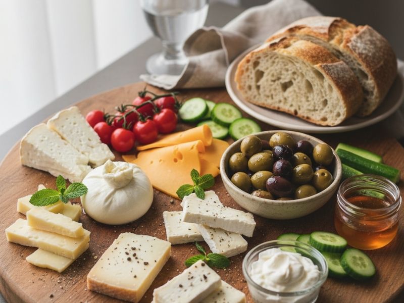 Peynir Tabağı, Zeytin, Domates Ve Salatalık