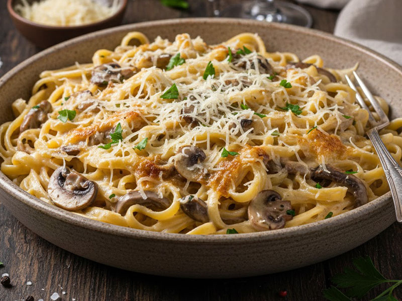 Kremalı Mantarlı Makarna