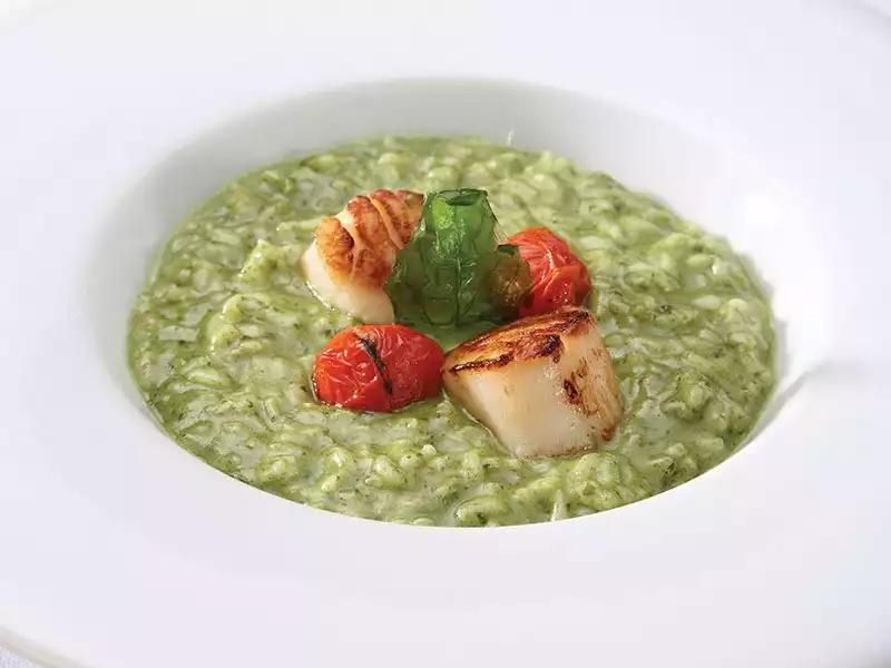 pesto soslu risotto