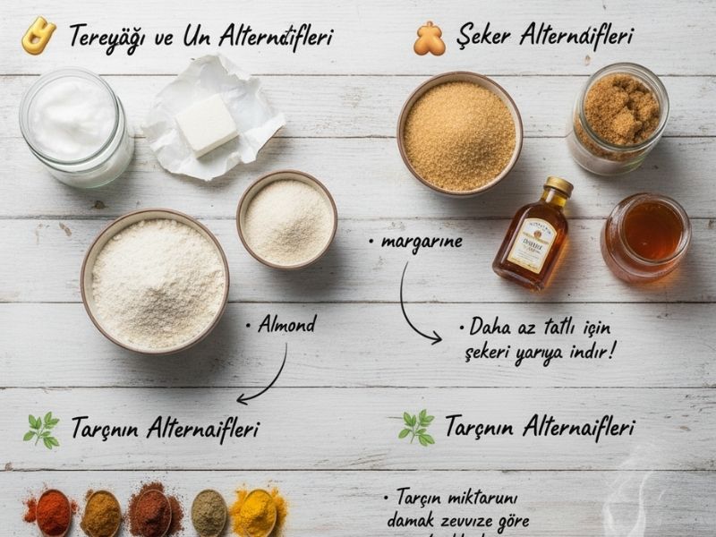 4 Malzemeli Tarçınlı Kurabiye Tarifi Malzemeleri İçin Alternatif Öneriler:
