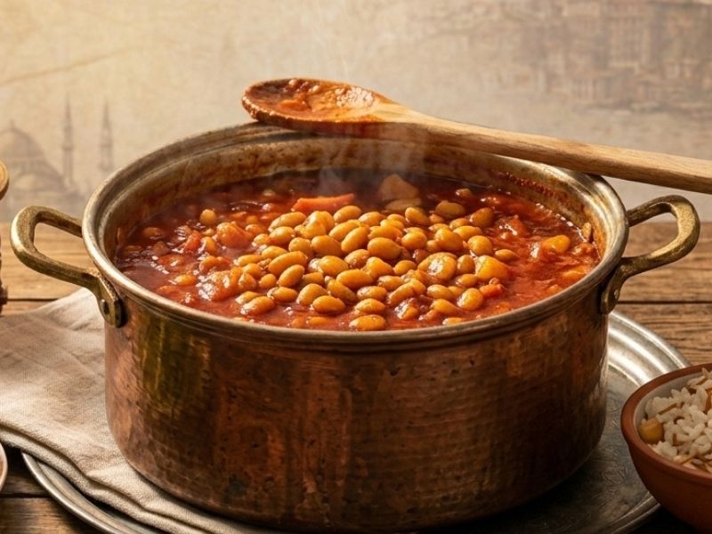 Sosla Özleşen ve Servise Hazırlanan Soya Fasulyesi Yemeği