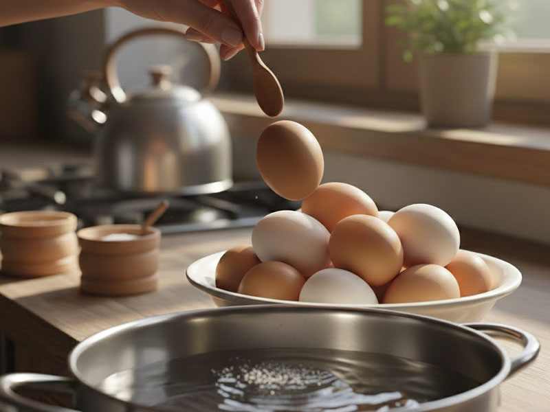 Yumurtalar Nazikçe Tencereye Yerleştirilmelidir