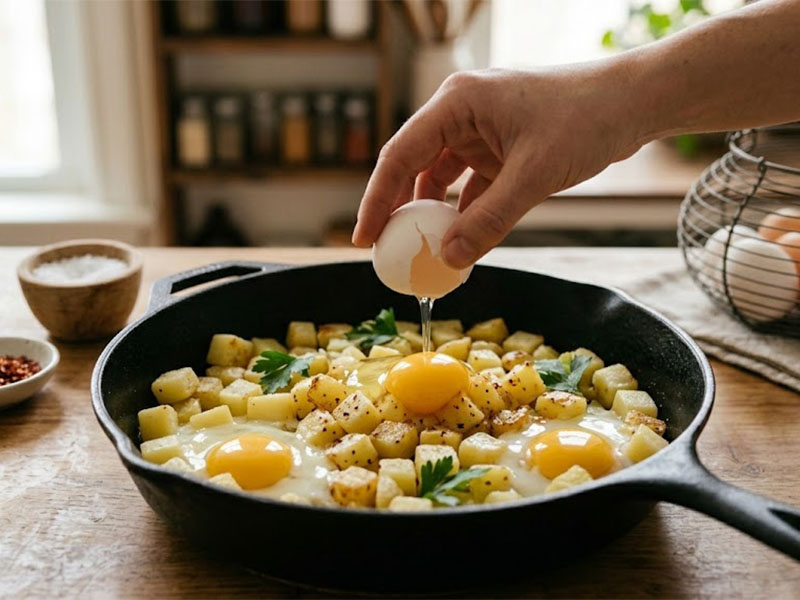 Yumurtanın Patates Üzerine Kırılması