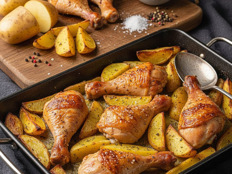 Fırında Patatesli Tavuk