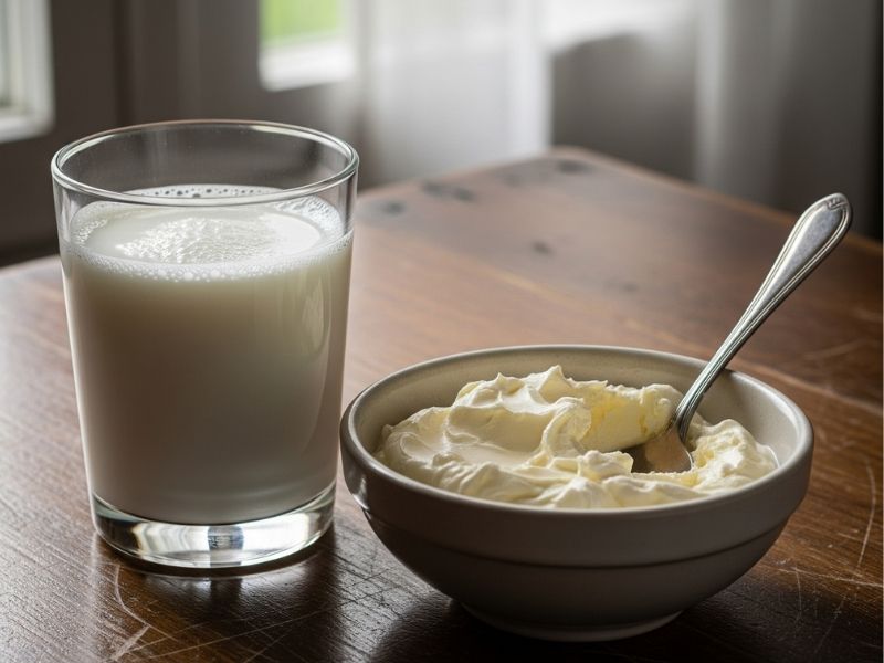 Süt veya Kaymak ile