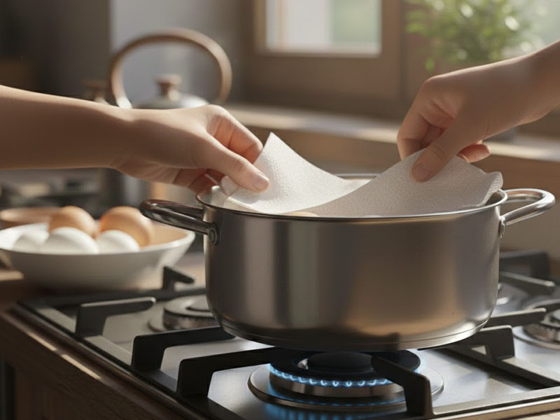 Tencerenin Tabanına Bez veya Kağıt Havlu Konulmalıdır