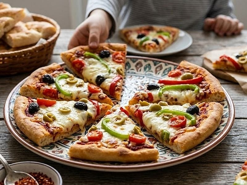 Peynirli Ve Sebzeli Pide Pizzalar