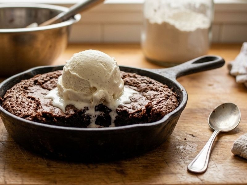 Döküm Tava Kullanımı İle Yoğun Ve Sıcak Brownie Sunumu