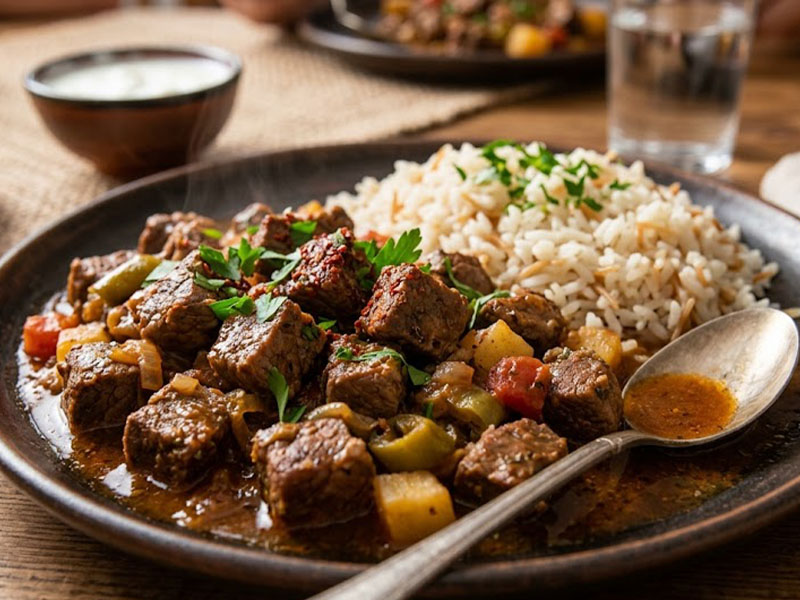 Kurban Etiyle Tas Kebabı