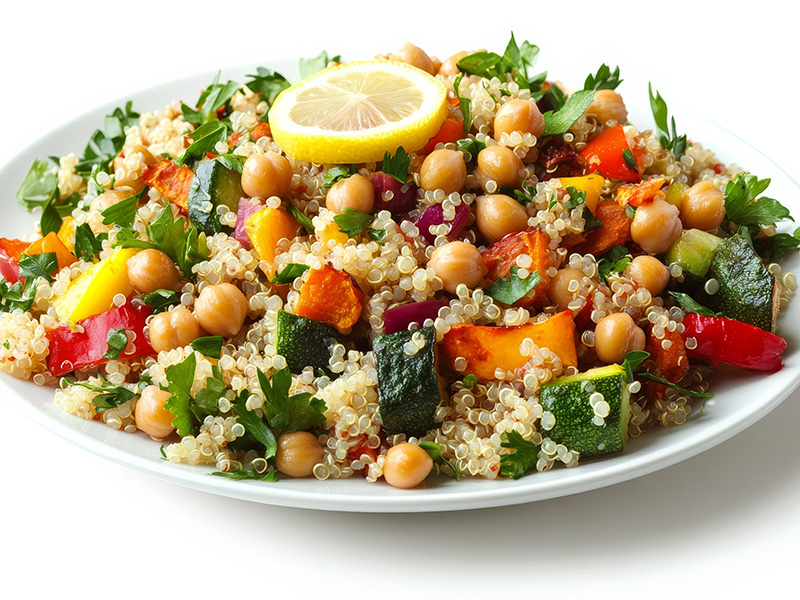 Kinoalı ve Nohutlu Akdeniz Salatası