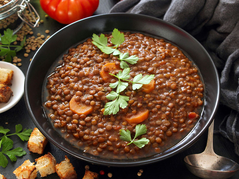 Haşlanmış yeşil mercimek