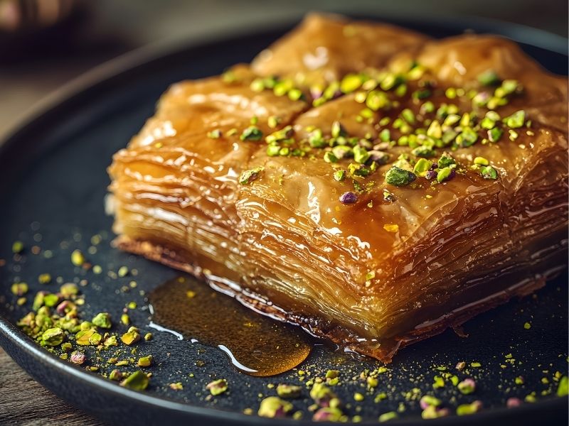 baklava with syrup