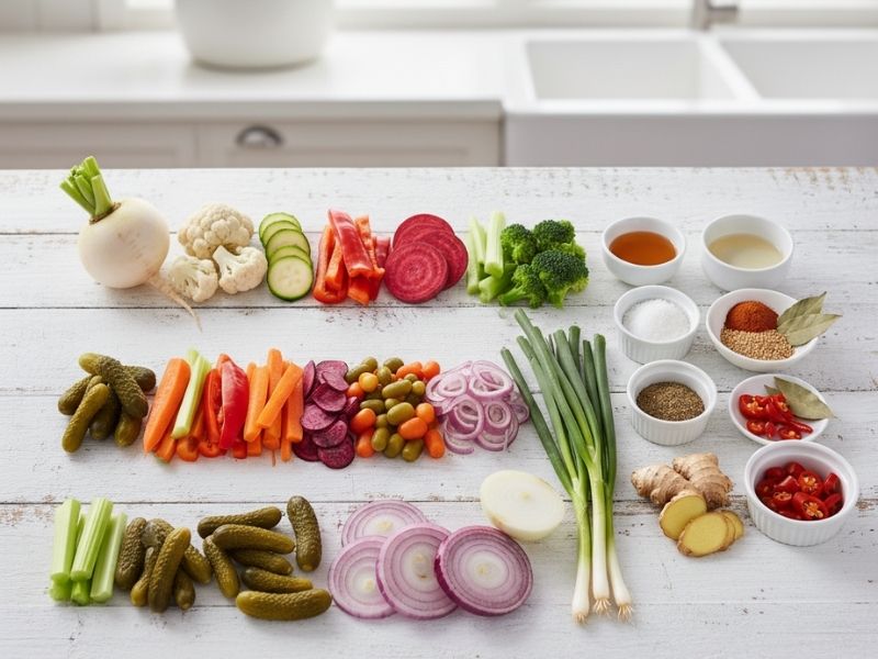 25 Dakikada Hazır Hızlı Turşu Tarifi Malzemeleri İçin Alternatif Öneriler: