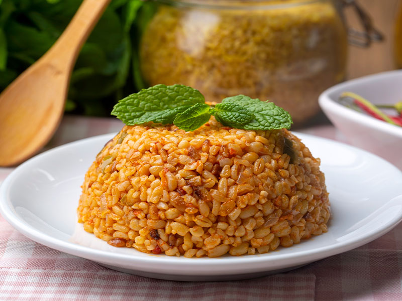 kıymalı bulgur pilavı
