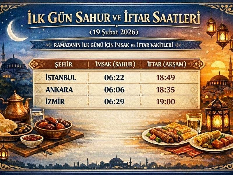 2026 RAMAZAN İMSAKİYESİ AÇIKLANDI! İLK SAHUR VE İFTAR SAATLERİ BELLİ OLDU
