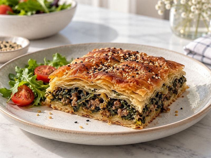 8 BEZEYLE KAT KAT ISPANAKLI BÖREK TARİFİ