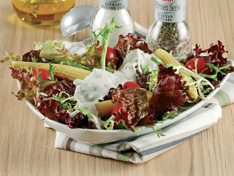 Baharat soslu Akdeniz salatası