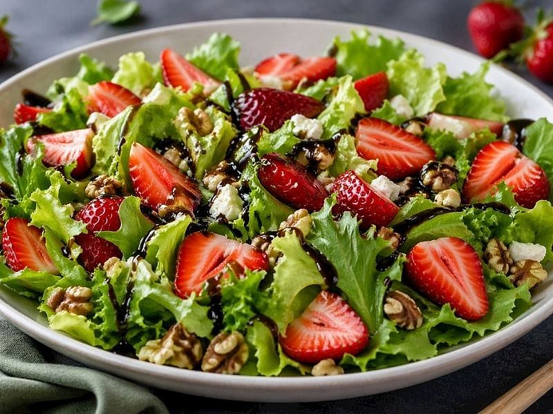 ÇİLEKLİ MARUL SALATASI TARİFİ